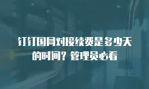 钉钉国网对接续费是多少天的时间？管理员必看