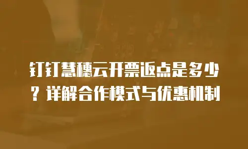 钉钉慧穗云开票返点是多少？详解合作模式与优惠机制