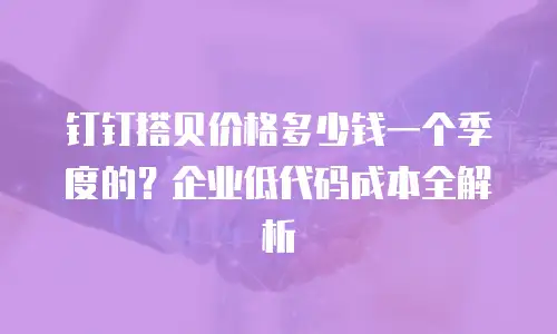 钉钉搭贝价格多少钱一个季度的？企业低代码成本全解析