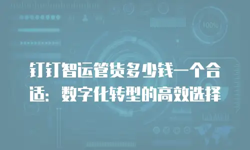 钉钉智运管货多少钱一个合适：数字化转型的高效选择