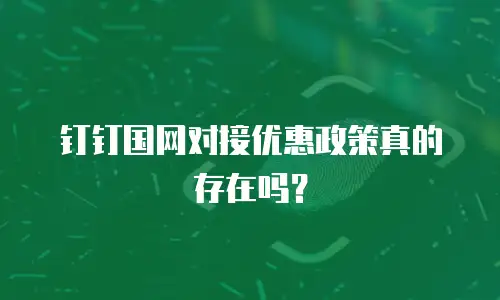 钉钉国网对接优惠政策真的存在吗？