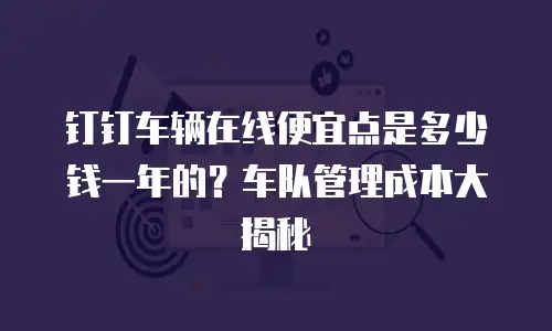 钉钉车辆在线便宜点是多少钱一年的？车队管理成本大揭秘