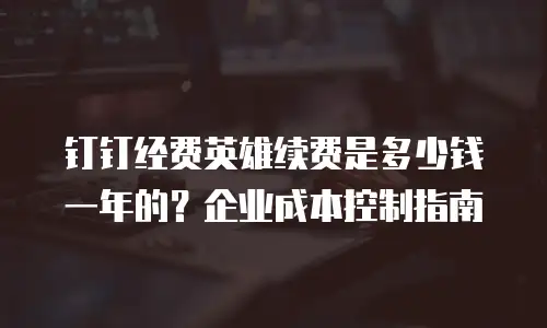 钉钉经费英雄续费是多少钱一年的？企业成本控制指南