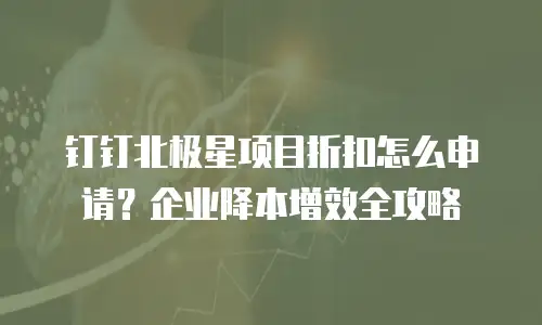 钉钉北极星项目折扣怎么申请？企业降本增效全攻略
