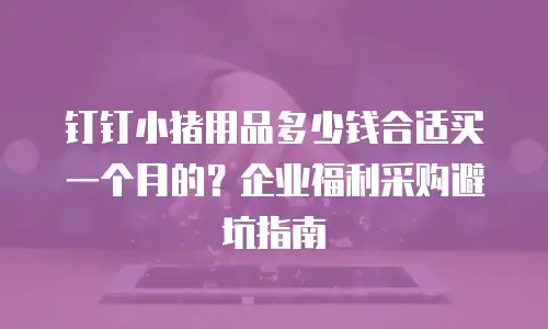 钉钉小猪用品多少钱合适买一个月的？企业福利采购避坑指南