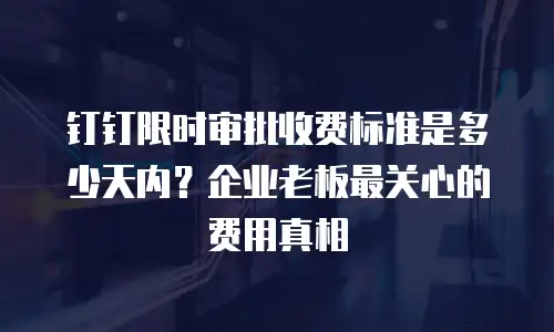 钉钉限时审批收费标准是多少天内？企业老板最关心的费用真相