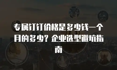 专属钉钉价格是多少钱一个月的多少？企业选型避坑指南