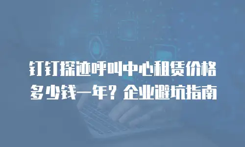 钉钉探迹呼叫中心租赁价格多少钱一年？企业避坑指南