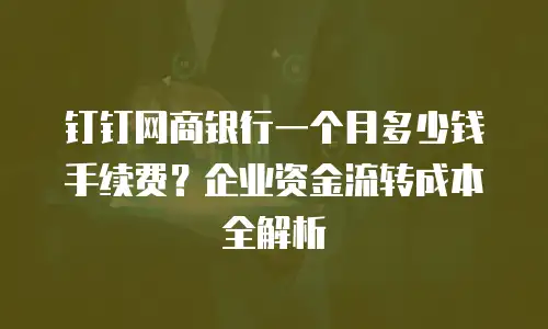 钉钉网商银行一个月多少钱手续费？企业资金流转成本全解析