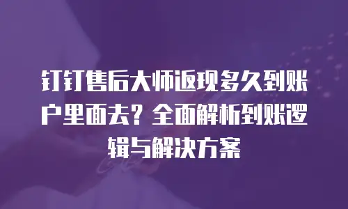钉钉售后大师返现多久到账户里面去？全面解析到账逻辑与解决方案