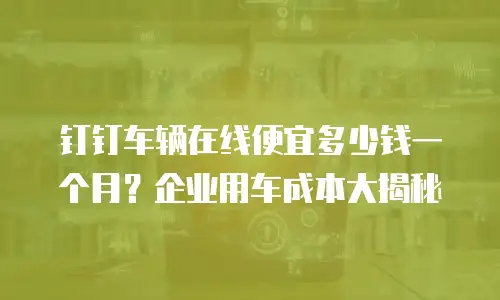 钉钉车辆在线便宜多少钱一个月？企业用车成本大揭秘
