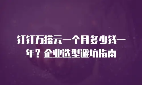 钉钉万搭云一个月多少钱一年？企业选型避坑指南