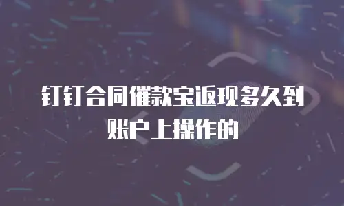 钉钉合同催款宝返现多久到账户上操作的