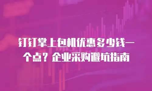 钉钉掌上包机优惠多少钱一个点？企业采购避坑指南