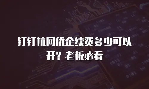钉钉杭网优企续费多少可以开？老板必看