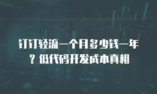钉钉轻流一个月多少钱一年？低代码开发成本真相