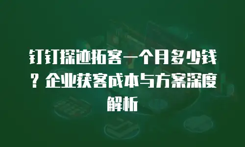 钉钉探迹拓客一个月多少钱？企业获客成本与方案深度解析