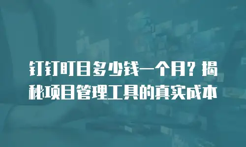 钉钉盯目多少钱一个月？揭秘项目管理工具的真实成本