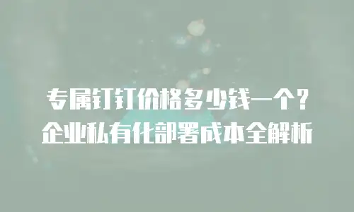 专属钉钉价格多少钱一个？企业私有化部署成本全解析