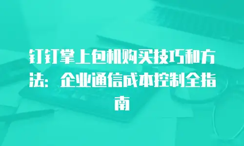 钉钉掌上包机购买技巧和方法：企业通信成本控制全指南