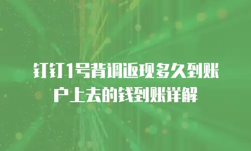 钉钉1号背调返现多久到账户上去的钱到账详解