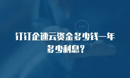 钉钉企速云资金多少钱一年多少利息？