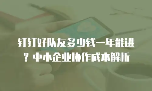 钉钉好队友多少钱一年能进？中小企业协作成本解析