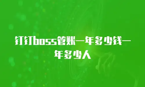 钉钉boss管账一年多少钱一年多少人
