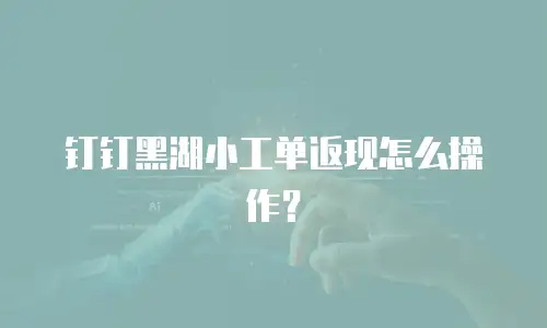 钉钉黑湖小工单返现怎么操作？