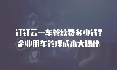 钉钉云一车管续费多少钱？企业用车管理成本大揭秘
