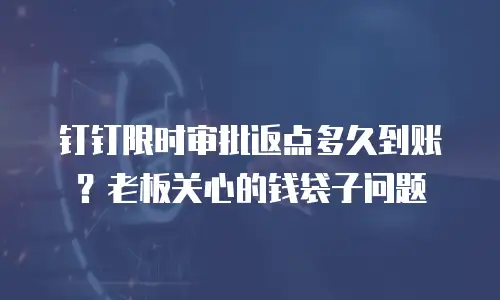 钉钉限时审批返点多久到账？老板关心的钱袋子问题