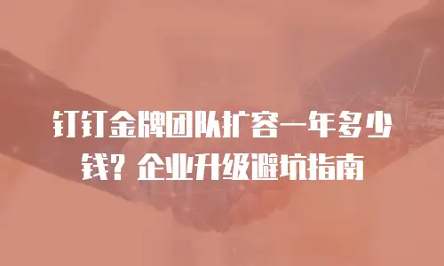 钉钉金牌团队扩容一年多少钱？企业升级避坑指南