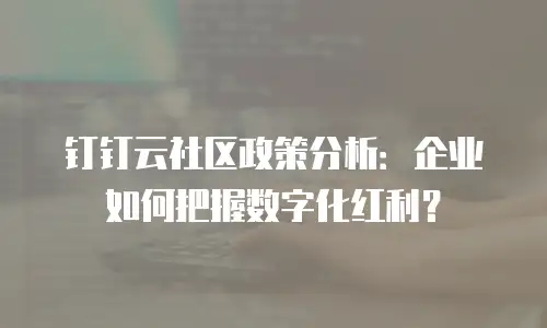 钉钉云社区政策分析：企业如何把握数字化红利？