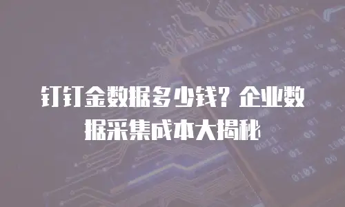 钉钉金数据多少钱？企业数据采集成本大揭秘