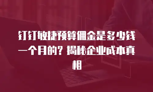 钉钉敏捷预算佣金是多少钱一个月的？揭秘企业成本真相