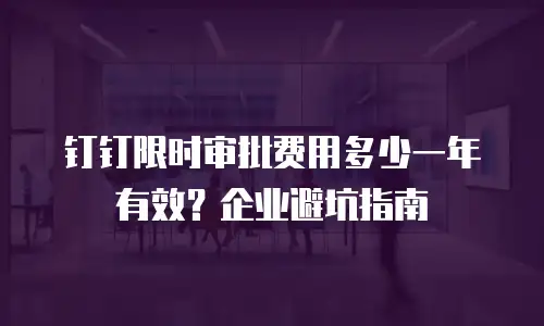钉钉限时审批费用多少一年有效？企业避坑指南