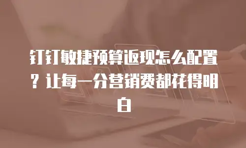钉钉敏捷预算返现怎么配置？让每一分营销费都花得明白