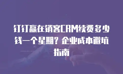 钉钉赢在销客CRM续费多少钱一个星期？企业成本避坑指南