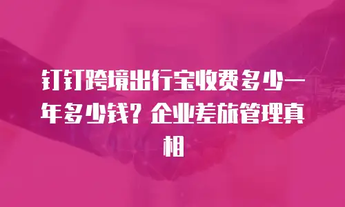 钉钉跨境出行宝收费多少一年多少钱？企业差旅管理真相