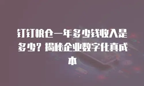 钉钉粮仓一年多少钱收入是多少？揭秘企业数字化真成本