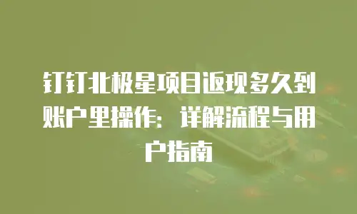 钉钉北极星项目返现多久到账户里操作：详解流程与用户指南