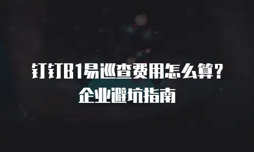 钉钉B1易巡查费用怎么算？企业避坑指南