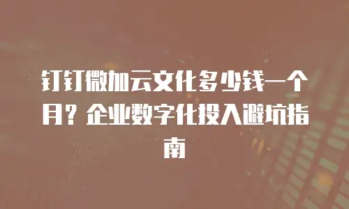 钉钉微加云文化多少钱一个月？企业数字化投入避坑指南
