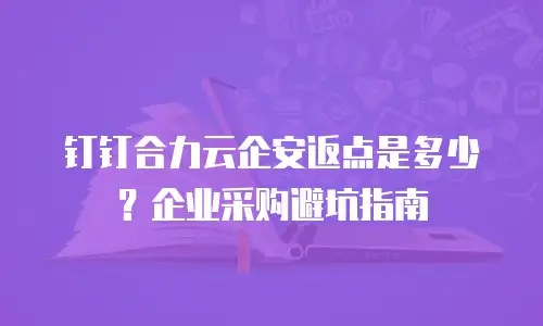 钉钉合力云企安返点是多少？企业采购避坑指南
