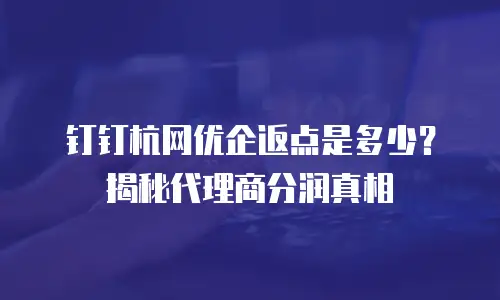 钉钉杭网优企返点是多少？揭秘代理商分润真相