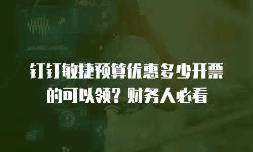 钉钉敏捷预算优惠多少开票的可以领？财务人必看