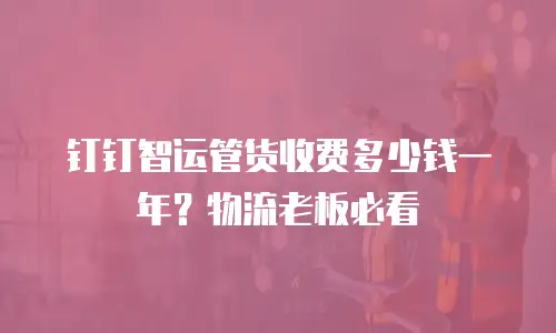 钉钉智运管货收费多少钱一年？物流老板必看