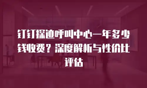 钉钉探迹呼叫中心一年多少钱收费？深度解析与性价比评估