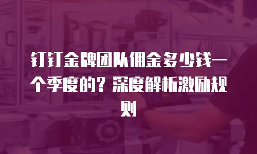 钉钉金牌团队佣金多少钱一个季度的？深度解析激励规则