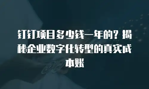 钉钉项目多少钱一年的？揭秘企业数字化转型的真实成本账